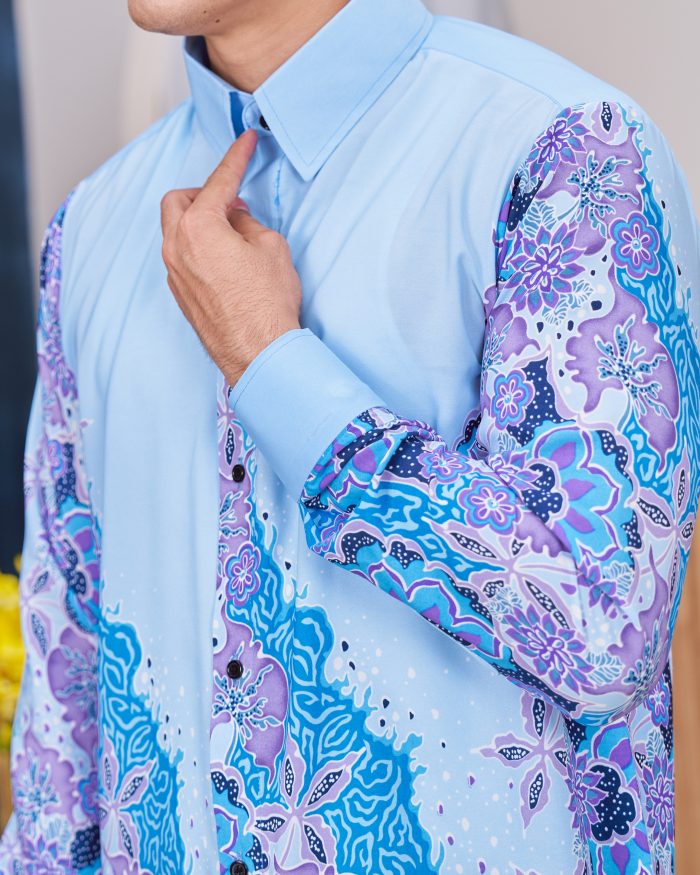 Kemeja Batik Sultan - Anggerik Dusty Blue - Image 4