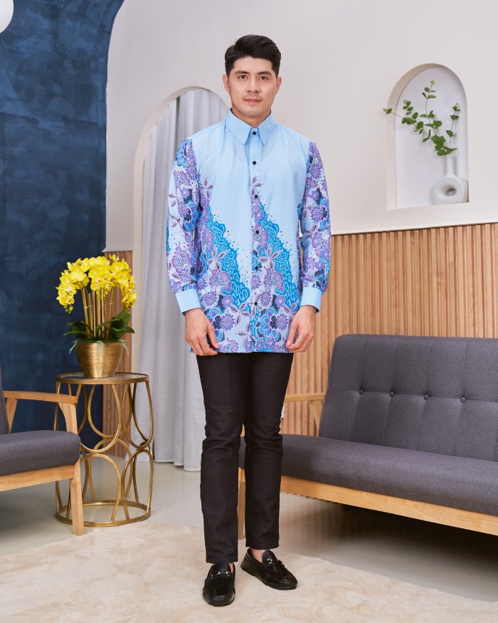 Kemeja Batik Sultan - Anggerik Dusty Blue - Image 3