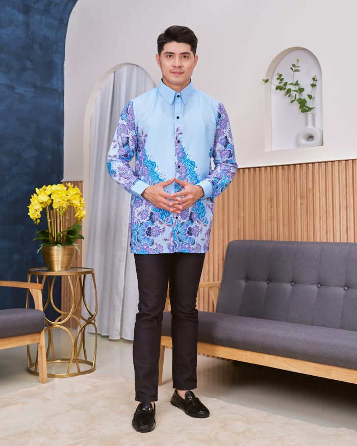 Kemeja Batik Sultan - Anggerik Dusty Blue - Image 2