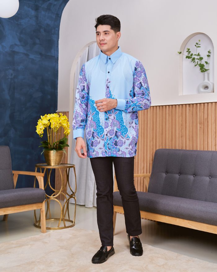 Kemeja Batik Sultan - Anggerik Dusty Blue