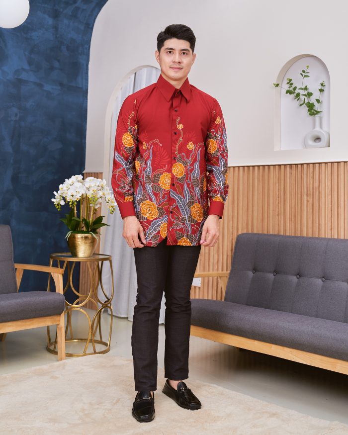 Kemeja Batik Sultan - Mawar Ruby Red