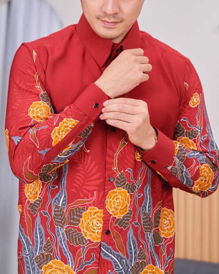 Kemeja Batik Sultan - Mawar Ruby Red - Image 5