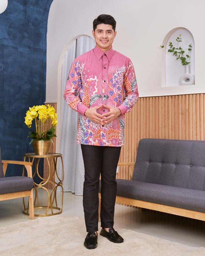 Kemeja Batik Sultan - Teruntum Thristle Pink - Image 3