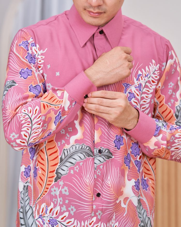 Kemeja Batik Sultan - Teruntum Thristle Pink - Image 5