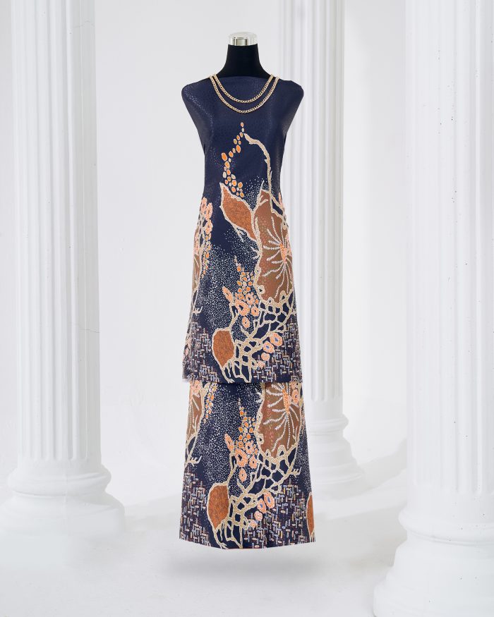 Kain Pasang Satin Silk Jacquard Arjuna - Navy Blue