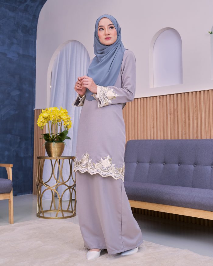 Baju Kurung Lace Safaira - Earl Grey