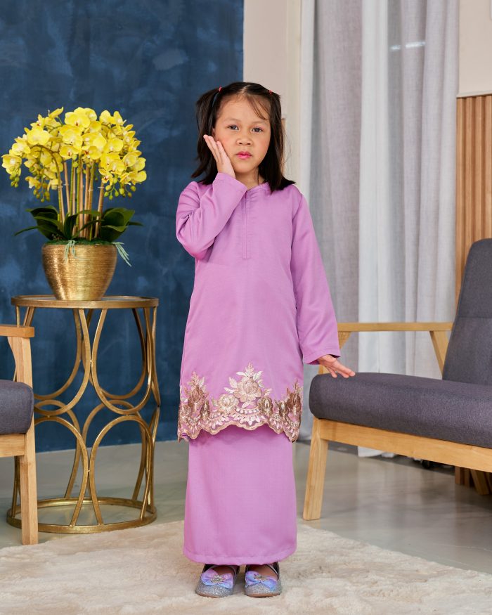 Baju Kurung Lace Safaira Kids - Munsell Purple