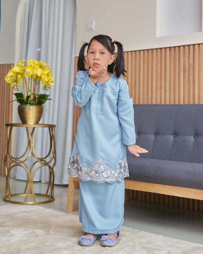 Baju Kurung Lace Safaira Kids - Powder Blue