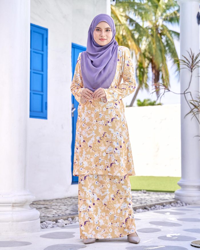 Baju Kurung Pahang Laura Printed 9.0 - Canary Liliago