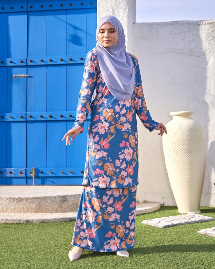 Baju Kurung Pahang Laura Printed 10.0 - Ocean Blossom