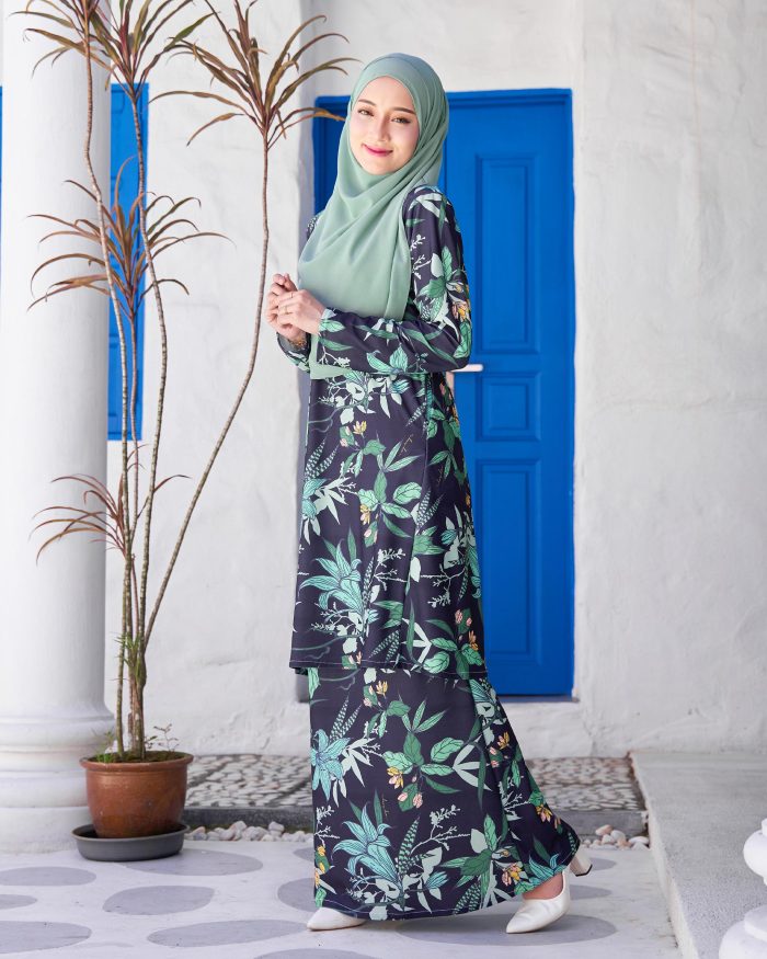 Baju Kurung Pahang Laura Printed 9.0 - Oxford Lily - Image 2