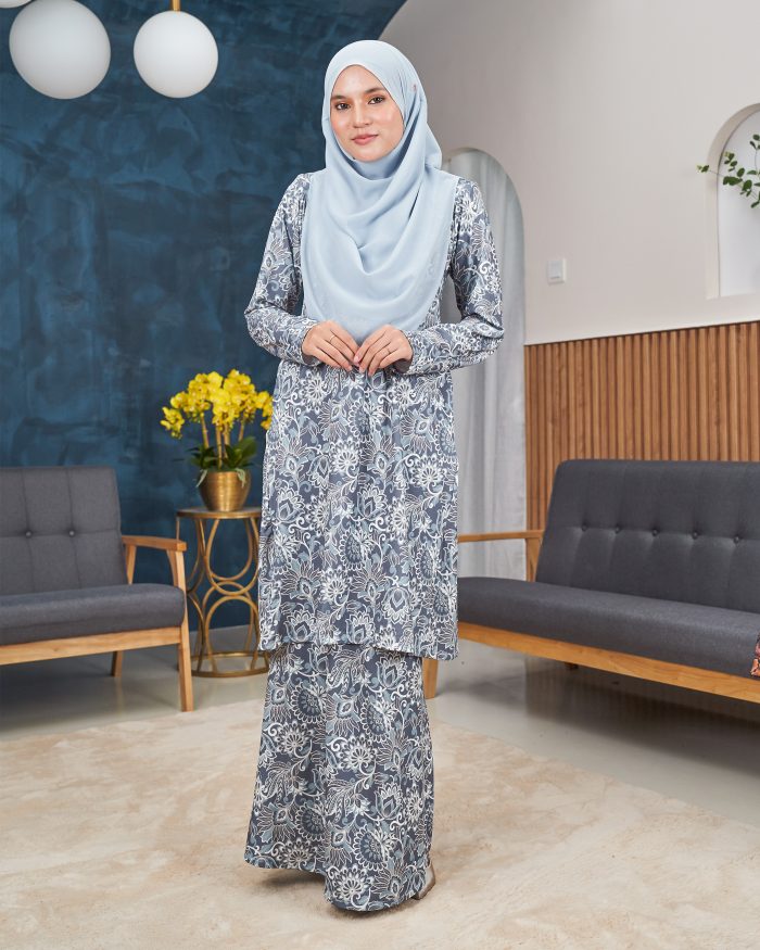 Baju Kurung Pahang Laura Printed 11.0 - Embun Bayu - Image 3