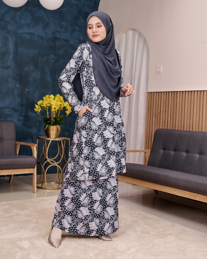 Baju Kurung Pahang Laura Printed 11.0 - Fiore Dove