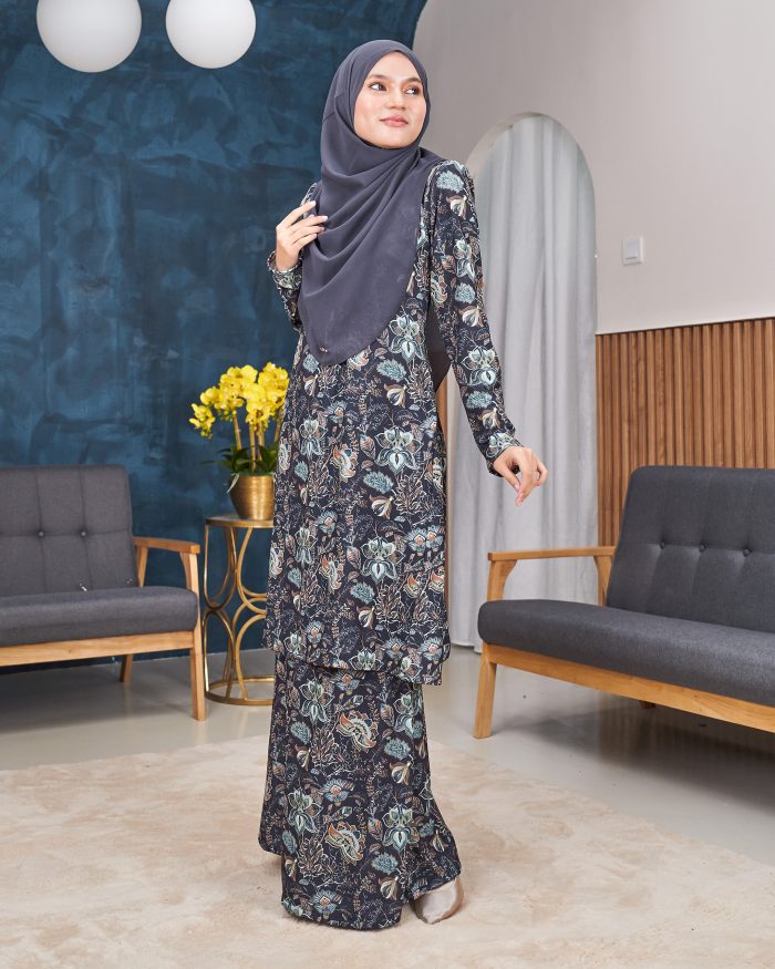 Baju Kurung Pahang Laura Printed 11.0 - Pesona Truffle