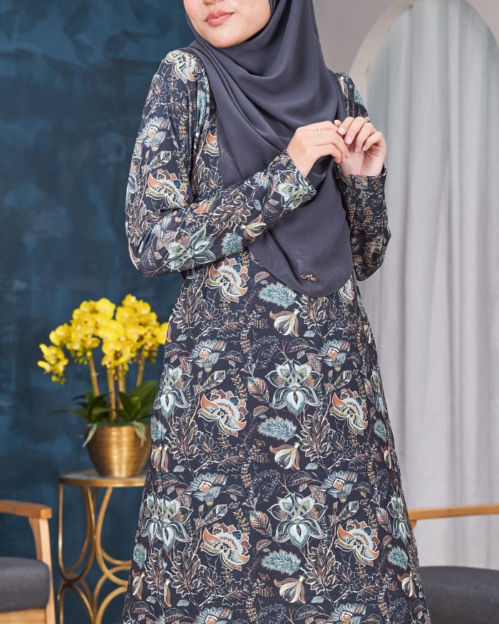 Baju Kurung Pahang Laura Printed 11.0 - Pesona Truffle - Image 5