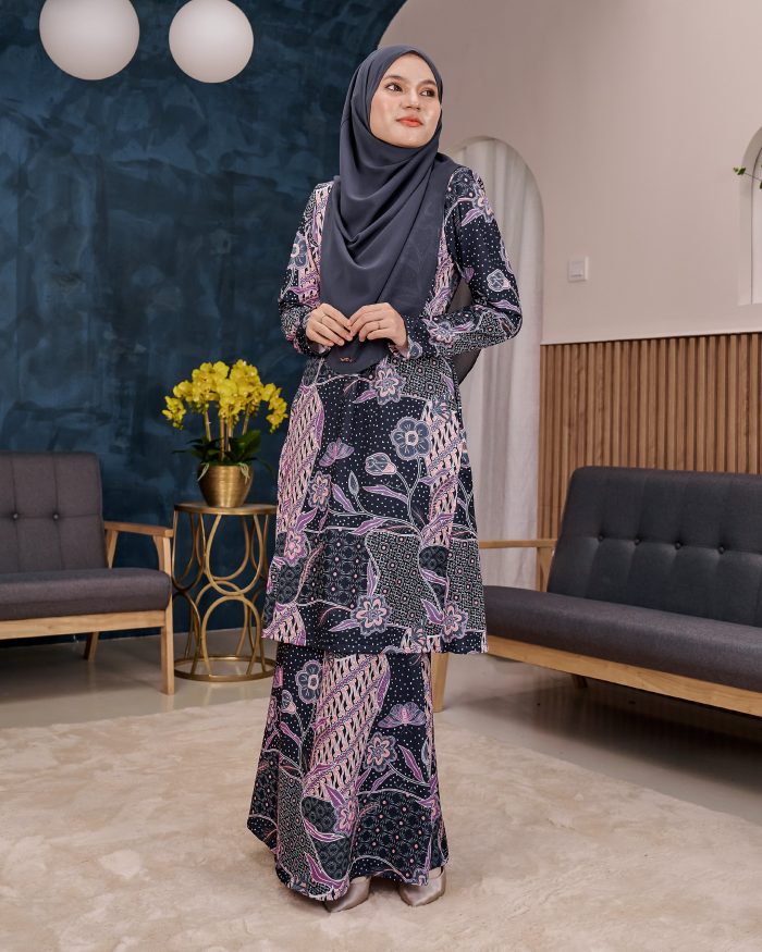 Baju Kurung Pahang Laura Printed 11.0 - Suria Lavender