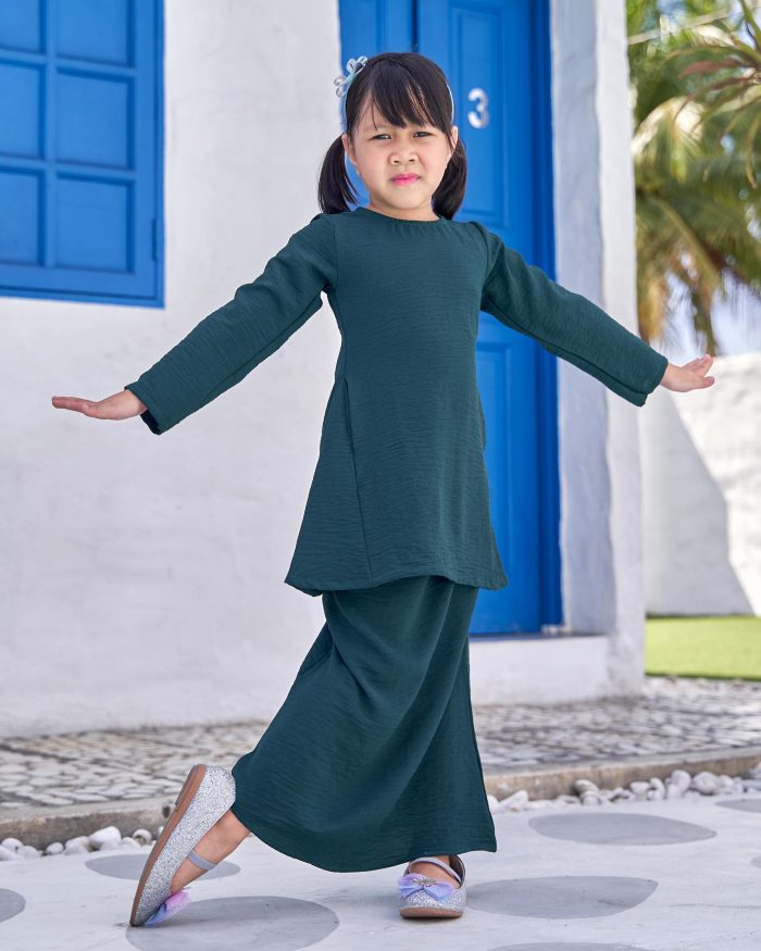 Baju Kurung Pahang Sara Kids - Emerald Green
