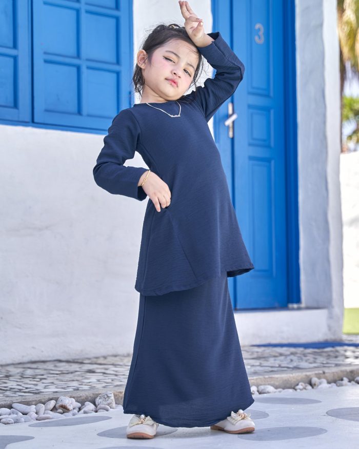 Baju Kurung Pahang Sara Kids - Midnight Blue