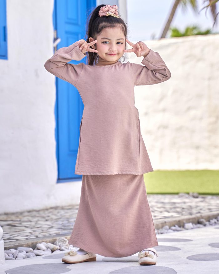 Baju Kurung Pahang Sara Kids - Shakes Tan