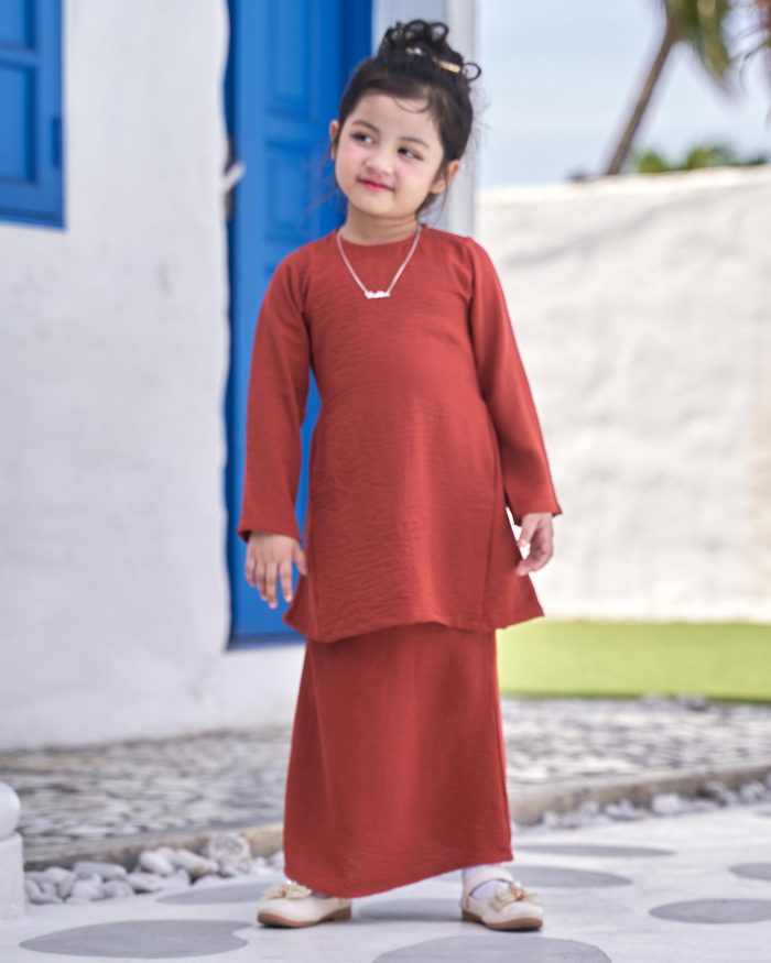 Baju Kurung Pahang Sara Kids - Sweet Paprika - Image 3