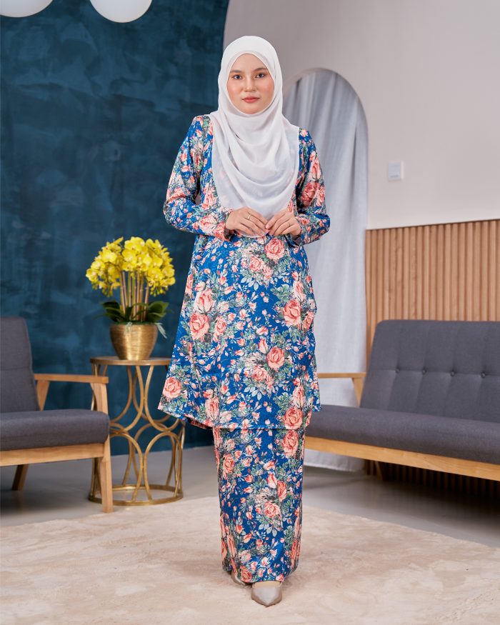 Baju Kurung Pahang Sarina - Rosie Blue - Image 2