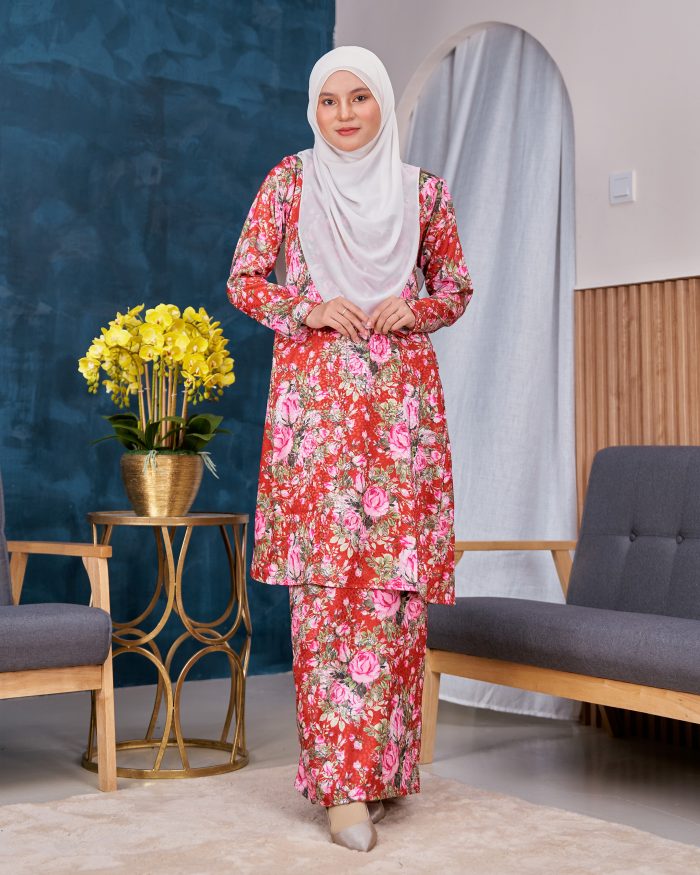 Baju Kurung Pahang Sarina - Rosie Red - Image 3