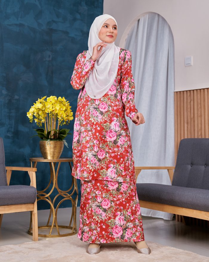 Baju Kurung Pahang Sarina - Rosie Red - Image 2