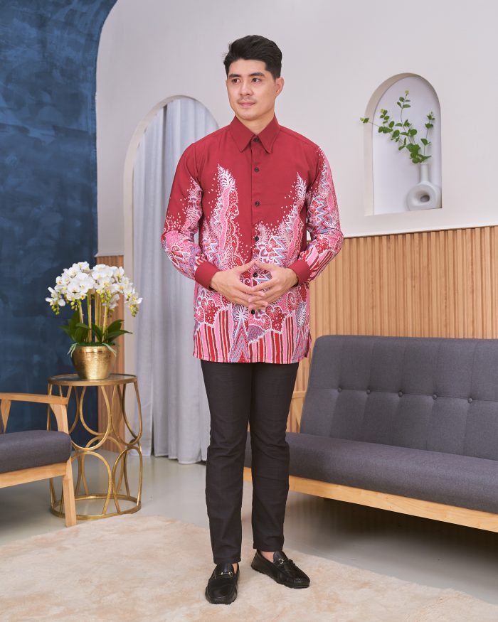 Kemeja Batik Sultan - Sekar Maroon Ruby - Image 3