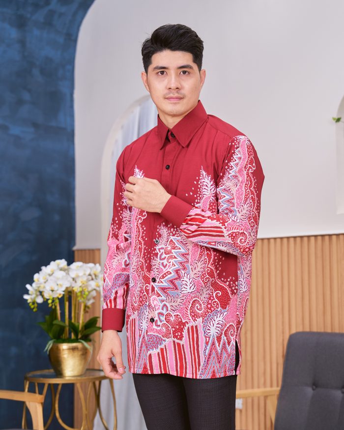 Kemeja Batik Sultan - Sekar Maroon Ruby - Image 4