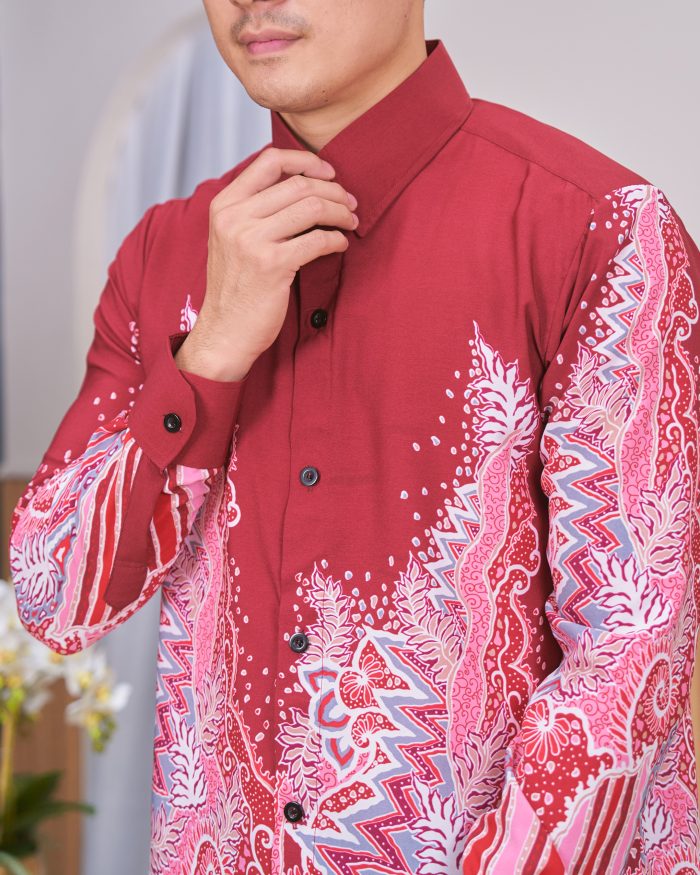 Kemeja Batik Sultan - Sekar Maroon Ruby - Image 6