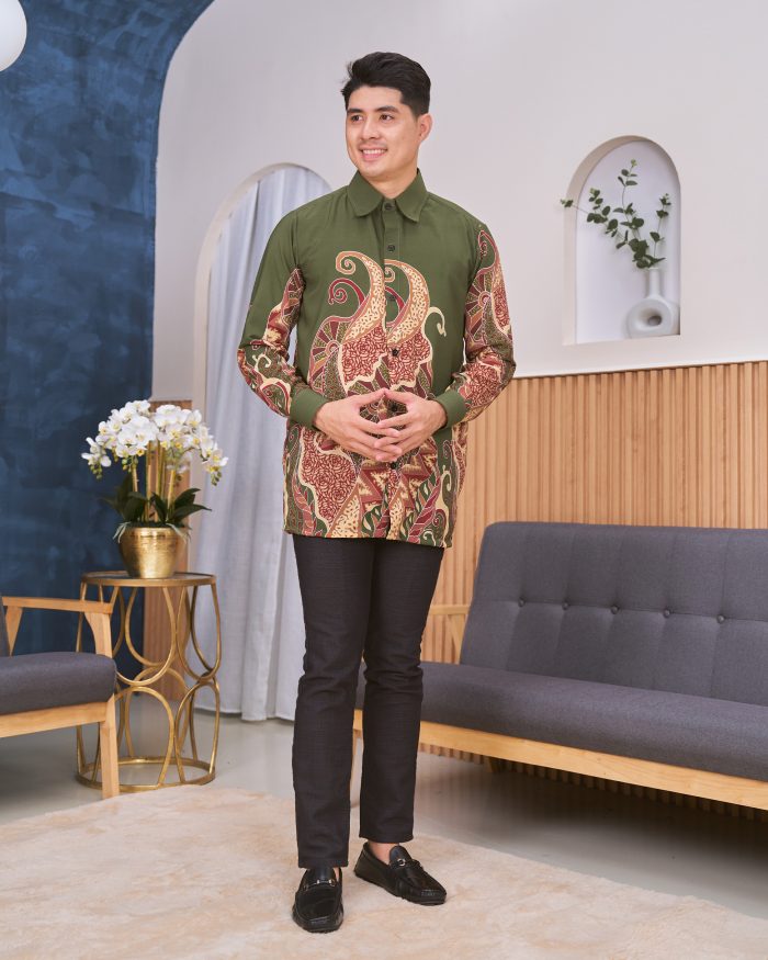 Kemeja Batik Sultan - Sumatera Army Green - Image 4