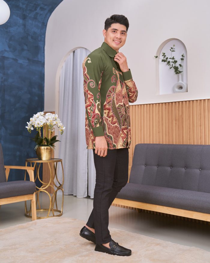 Kemeja Batik Sultan - Sumatera Army Green - Image 2