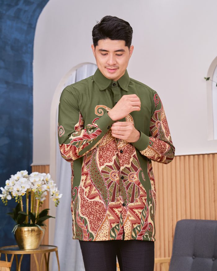 Kemeja Batik Sultan - Sumatera Army Green - Image 5