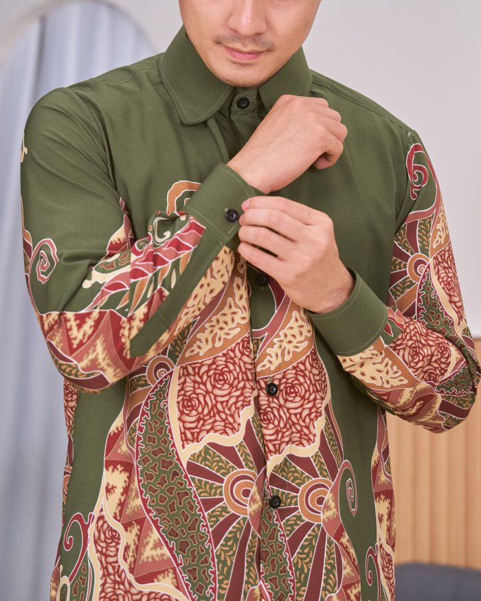 Kemeja Batik Sultan - Sumatera Army Green - Image 6