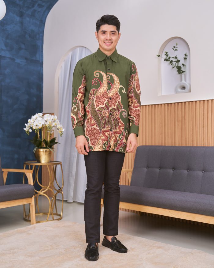 Kemeja Batik Sultan - Sumatera Army Green - Image 3