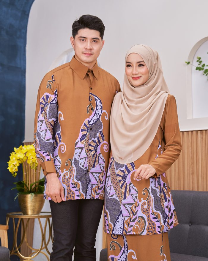 Baju Kurung Moden Batik Sultanah - Sumatera Coffee Brown - Image 5