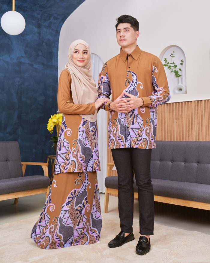 Baju Kurung Moden Batik Sultanah - Sumatera Coffee Brown - Image 6