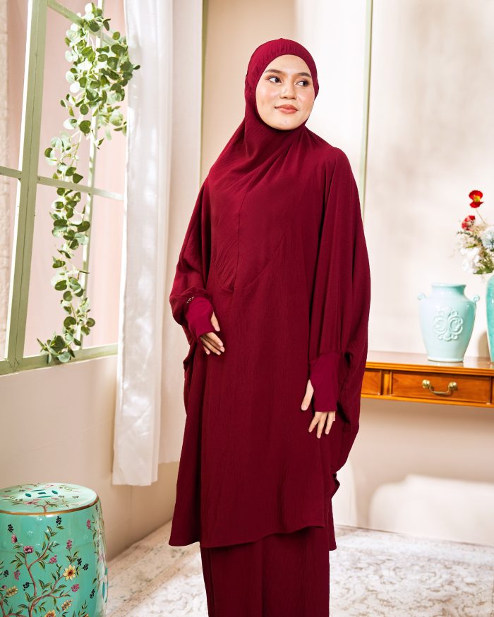 Telekung Larifah - Maroon