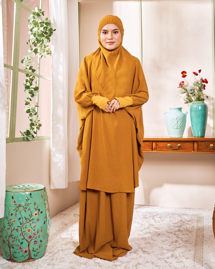 Telekung Larifah - Mustard Gold