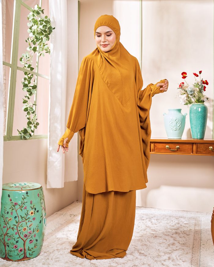 Telekung Larifah - Mustard Gold - Image 2
