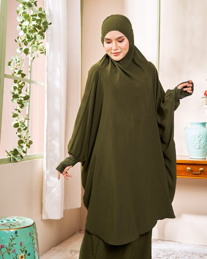 Telekung Larifah - Olive Green