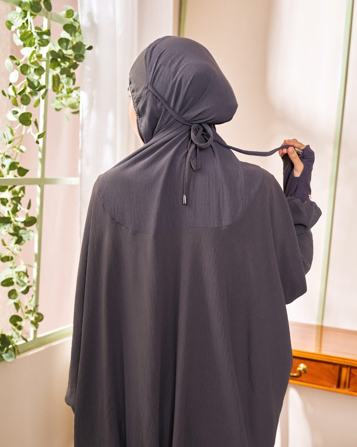 Telekung Larifah - Pebble Grey - Image 3