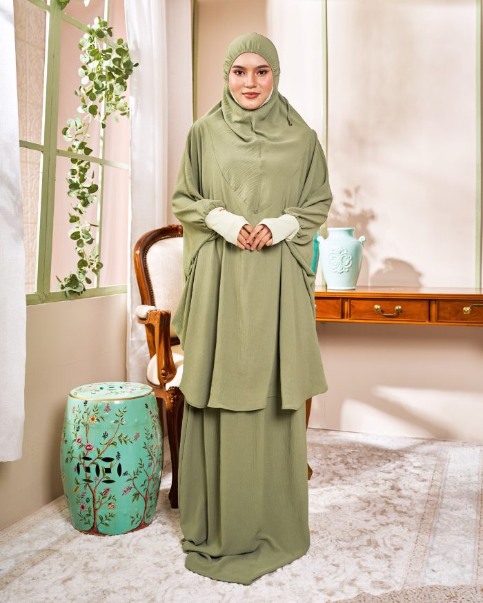 Telekung Larifah - Pistachio Green - Image 4