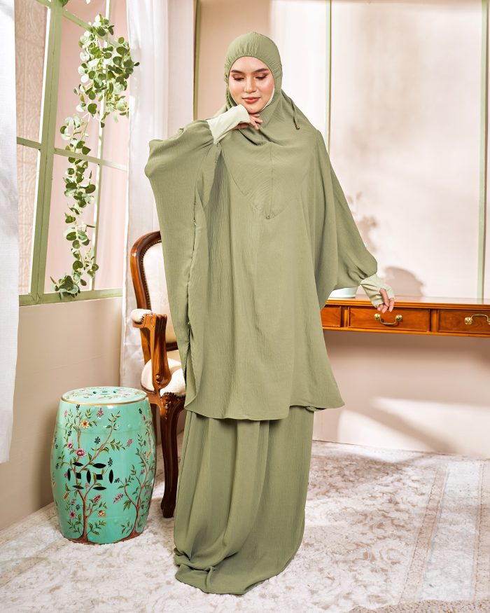 Telekung Larifah - Pistachio Green