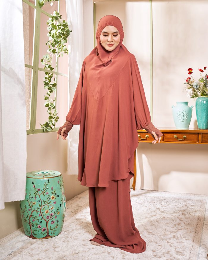 Telekung Larifah - Salmon Pink