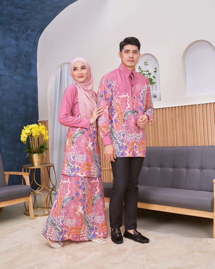 Kemeja Batik Sultan - Teruntum Thristle Pink - Image 7