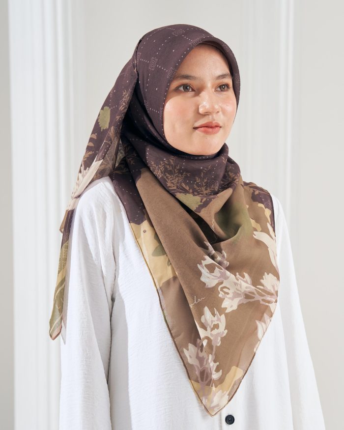 Tudung Bawal Cotton Voile Aidilfitri - Hearty Brown - Image 3