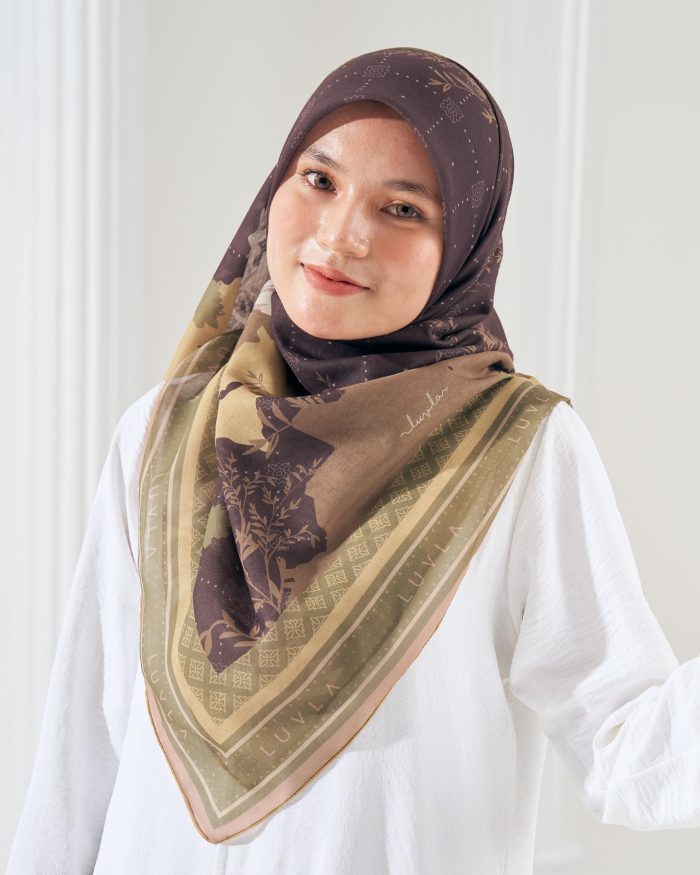 Tudung Bawal Cotton Voile Aidilfitri - Hearty Brown - Image 2