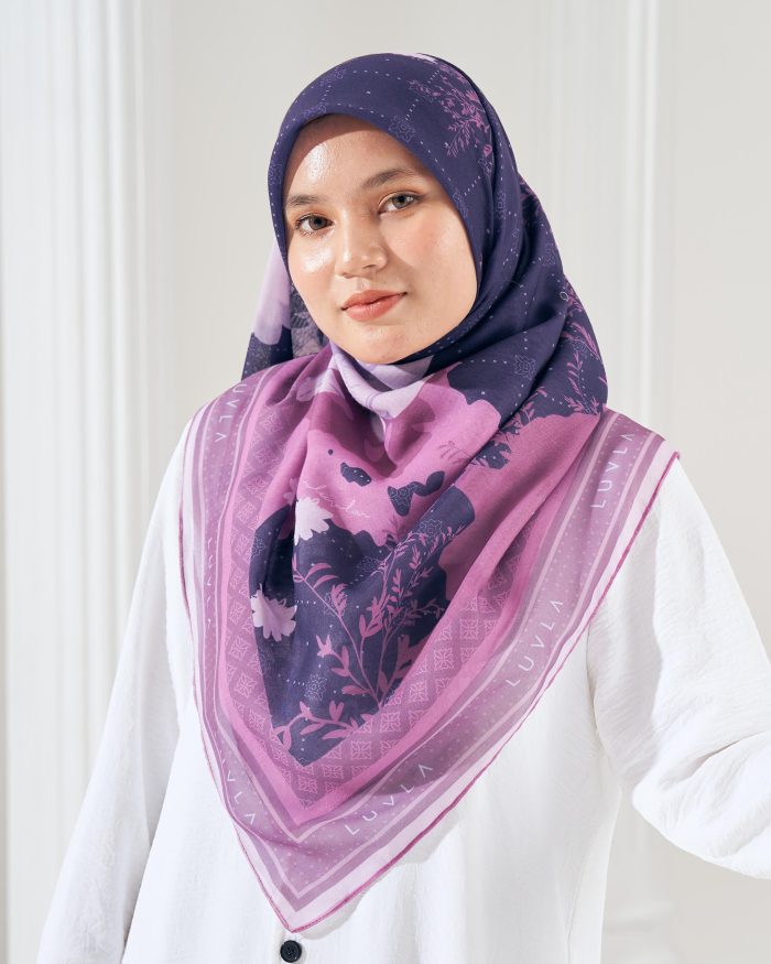 Tudung Bawal Cotton Voile Aidilfitri - Peppy Purple - Image 2