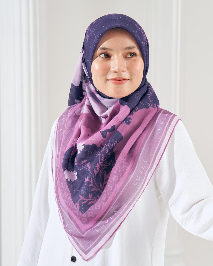 Tudung Bawal Cotton Voile Aidilfitri - Peppy Purple